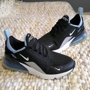 Nike Air Max 270 Black Aluminum Blue Sz 7.5 EUC!